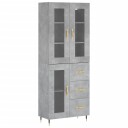 vidaXL Highboard betong grå 69,5x34x180 cm konstruert tre 8720845480035