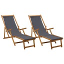 vidaXL Sammenleggbar solstol 2 pcs 3 Posisjon Solid Eucalyptus Tre Grå