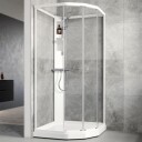 Macro Design Flow Semi Dusjkabinett Blandebatteri Svart / 71x91cm Hvit Glass