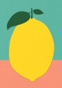 Lemon With Two Leaves Poster Plakat / 21x30cm
