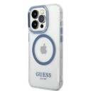 GUESS Metal Outline MagSafe Deksel iPhone 14 Pro Blå