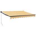 Uttrekkbar markise gul og hvit 3,5x2,5 m stoff og aluminium