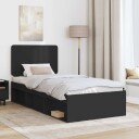  Sengestamme med hodegjerde Svart 75 x 190 cm Massiv furu