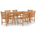vidaXL Utendørs spisestue 7 deler heltre teak