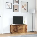TV benk med LED lys gammelt tre 100x41x50 cm