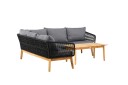 Venture Design Chania hjørnesofa Akasie/svart 3 seters sofa 2 seters endebord & bord 110x60 cm Svart