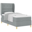  Box Spring Seng med Madrass   Lysegrå 90x200 cm Stoff