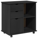 vidaXL Rullende skap med hjul Svart 63,5 x 39 x 65,5 cm Massiv furu