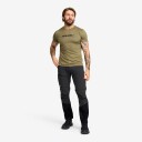 Revolutionrace Herre Overdeler T skjorter Mission Logo Slim Fit T shirt Herre Burnt Olive 2XL