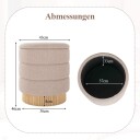 Rund chenille fotpall med oppbevaring – beige 150 kg kapasitet
