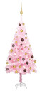 vidaXL Kunstig juletre med LED og kulesett 120 cm PVC rosa