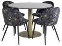 Venture Design Estelle & Velvet spisegruppe Svart/flerfarget 4 st stoler & bord 106 cm