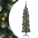  Kunstig Slankt Jule Tre med 150 LED Grønn og hvit 150 cm
