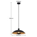 Lindby Narisara hengelampe svart-gull 1lk. 40 cm