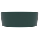 vidaXL Luksuriøs servant med overløp matt mørkegrønn 36x13 cm keramisk