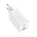Baseus GaN5 Pro 65W USB-lader med 2xUSB-C og 1xUSB-A - Hvit