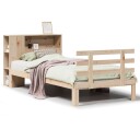  Seng med bokhylle uten madrass 75x190 cm heltre furu