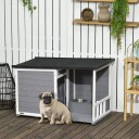 Værbestandig hundehus med terrasse og skåler