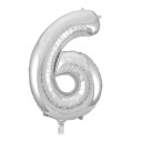 Folie Ballong Sølv 86 cm - Tallet 6