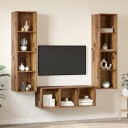  TV benk sett Veggmontert 3 pcs Gammelt tre 37 x 37 x 142.5 cm