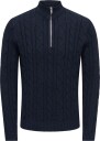 ONLY & SONS Onskim Ls Cabel 1/2 Zip High Neck Reg   Navy   XL