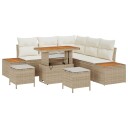 8 Deler Hage Sofa Sett med Puter Beige Poly Rotting Akasie