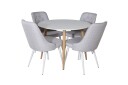Venture Home Plaza Spisegruppe 100 cm Rund med 4 Velvet Stoler   Hvid