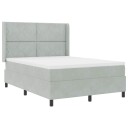  Box Spring Seng med Madrass & LED Lys Grå 160x200 cm Fløyel