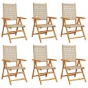  Lenestoler for hage 6 stk beige polyrotting og heltre 3214527