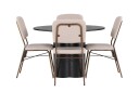 Venture Design Olivia & Seda spisegruppe Beige/svart 4 stoler & bord 110 cm