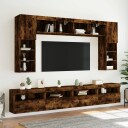 vidaXL Vegghengte TV-benker med LED 8 stk røkt eik 8721012471832