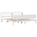  Sengeramme med hodegavl hvit 200x200 cm heltre furu 3306836