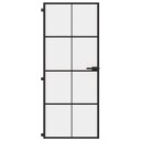 vidaXL Innerdør slank svart 83x201,5 cm herdet glass og aluminium