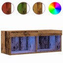  TV Vegghyller med LED lys 2 stk Gammelt tre 80x30x30 cm