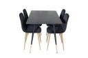 Venture Home Dipp Spisegruppe 120 cm Rund med 4 Polar Stoler Sort/Guld