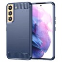 Samsung Galaxy S22 5G Børstet TPU-deksel Karbonfiber Blå