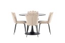 Venture Home Glade Spisegruppe 100 cm Rund med 4 Limhamn Stoler Beige