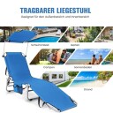 Solstol sammenleggbar strandseng for utendørs blå