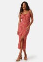 BUBBLEROOM Tie Strap Dress Red/Floral S