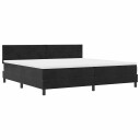  Box Spring Seng med Madrass og LED Svart 200x200 cm Fløyel
