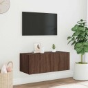 vidaXL Vegghengt TV-benk med LED brun eik 80x35x31 cm 8721012258778