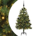  Kunstig hengslet juletre med kjegler grønn 150 cm
