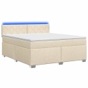 vidaXL Box Spring Seng med Madrass og LED Krem 160 x 200 cm Stoff