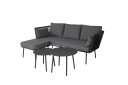 Venture Design Stringa sofagruppe Svart med grå pute 3 setersofa pall & 2 bord Svart