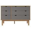 vidaXL Nattbord brun og grå 113,5x39,5x73 cm heltre furu