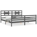 vidaXL Sengeramme med hodegavl grå 200x200 cm heltre
