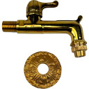 Kran ½" med vingehåndtak, L 145 mm. Messing, polert brass 145 mm x 100 mm
