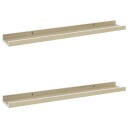 vidaXL Vegghyller 2 stk hvit og sonoma eik 60x9x3 cm