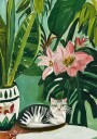 Tropical Muse With Cat Plakat Plakat / 70x100cm