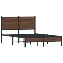  Sengeramme i metall med hodegavl brun eik 120x200 cm 8721102955075